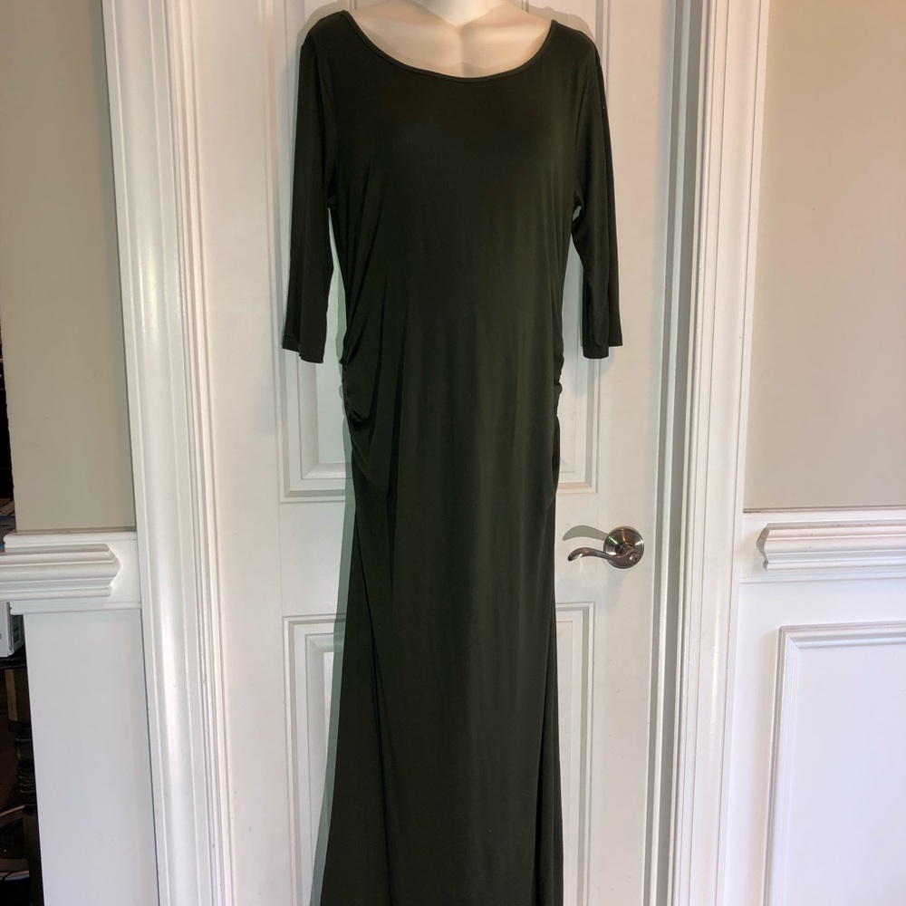 Olive Green Full Length Maternity Dress